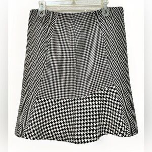 NWOT Ann Taylor Houndstooth Skirt A-Line Mini Black White Patterned Career Party